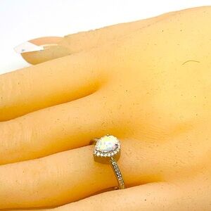 ✨ GRA Certified VVS Moissanite & Natural Teardrop Opal Urn Ring ✨